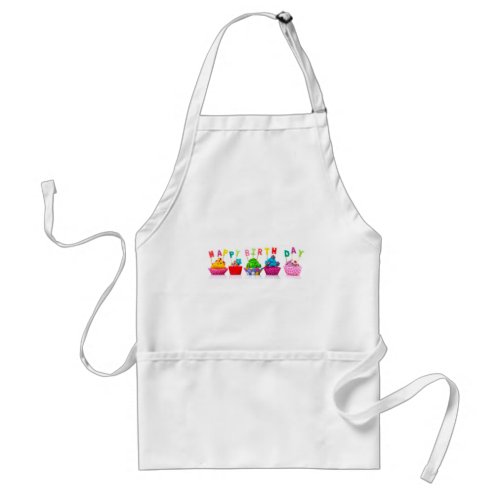 Happy Birthday Cupcakes Adult Apron