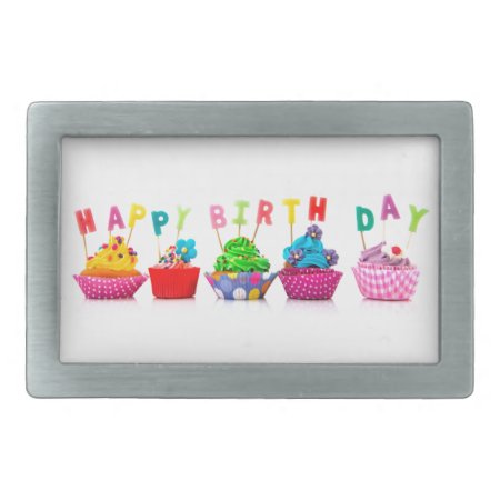 Happy Birthday Cupcakes Belt Buckle