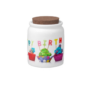 Happy Birthday Cupcakes Candy Jar