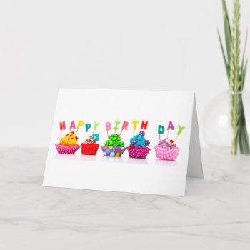 Happy Birthday Cupcakes Card by Midesigns55555 at Zazzle