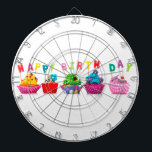 Happy Birthday Cupcakes Dartboard With Darts<br><div class="desc">Celebrate the Birthday Child/Adult with a special,  festive,  sweet,  cupcake picture. Fun and Colorful</div>