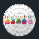 Happy Birthday Cupcakes Dartboard With Darts<br><div class="desc">Celebrate the Birthday Child/Adult with a special,  festive,  sweet,  cupcake picture. Fun and Colorful</div>