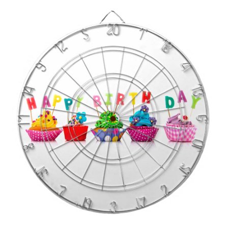Happy Birthday Cupcakes Dartboard With Darts