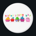 Happy Birthday Cupcakes - Magnet<br><div class="desc">Happy Birthday Cupcakes - Magnet</div>