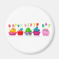 Happy Birthday Cupcakes - Magnet