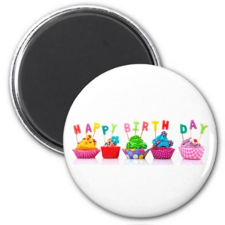 Happy Birthday Cupcakes - Magnet