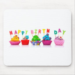 Happy Birthday Cupcakes Mouse Pad