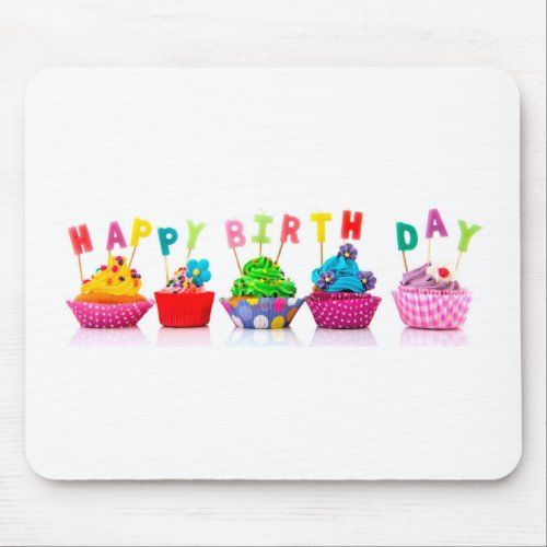 Happy Birthday Cupcakes Mouse Pad