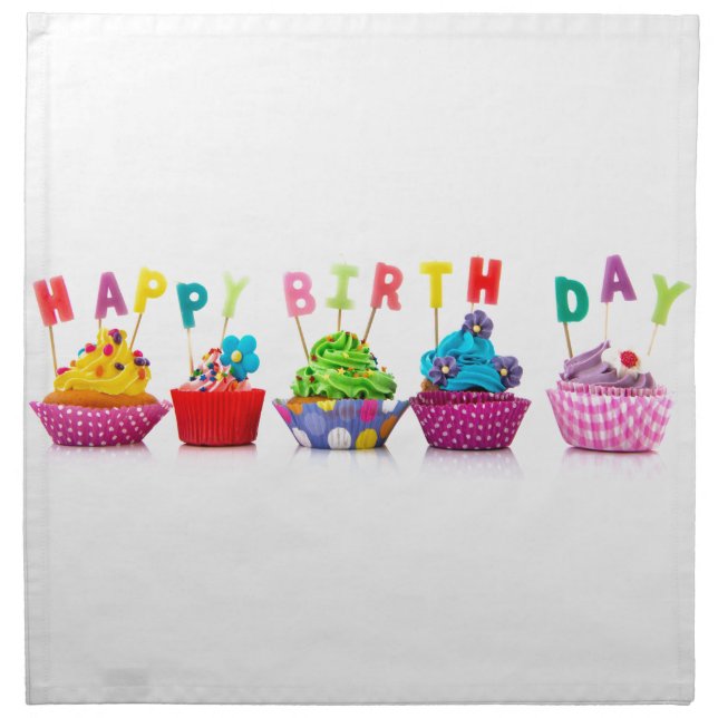 Happy Birthday Cupcakes Napkin (Front)