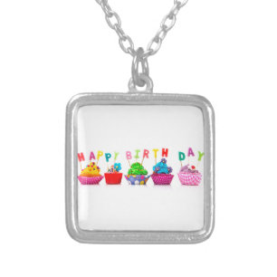Happy Birthday Cupcakes - Necklace
