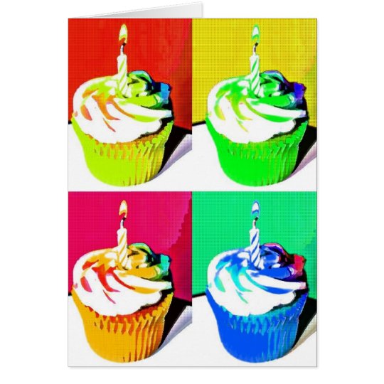 Happy Birthday Cupcakes Pop Art Greeting Card | Zazzle.com