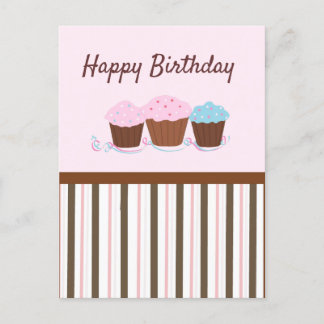 Happy Birthday Cupcakes Post Card