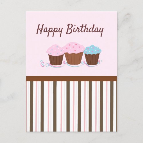 Happy Birthday Cupcakes Post Card