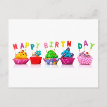 Happy Birthday Cupcakes Postcard by Midesigns55555 at Zazzle