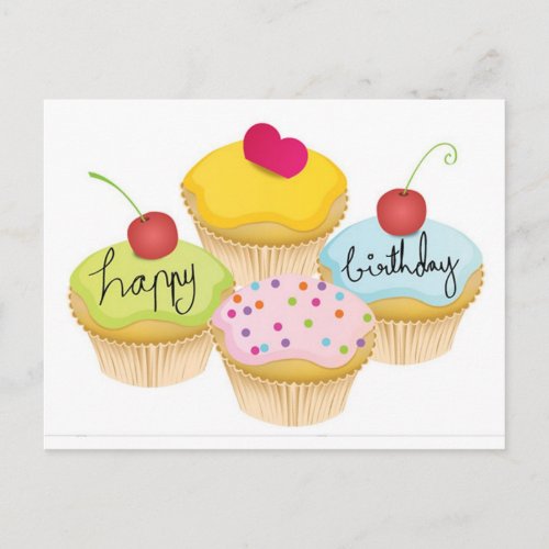 Happy Birthday Cupcakes Postcard