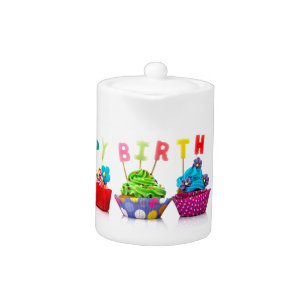 Happy Birthday Cupcakes Teapot