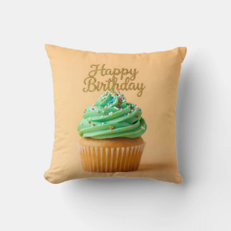 Happy Birthday cupcakes Throw Pillow