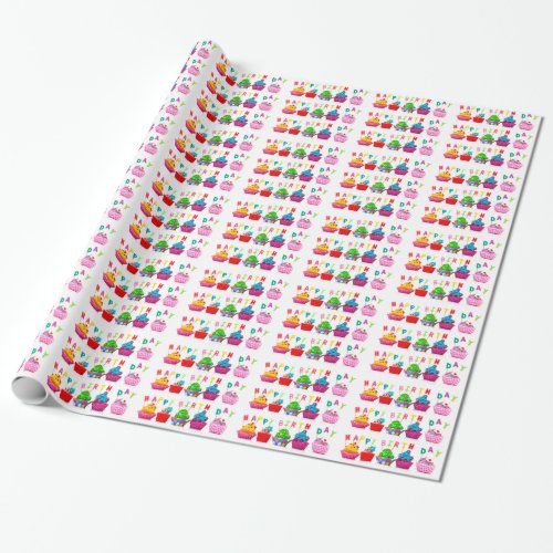 Happy Birthday Cupcakes Wrapping Paper