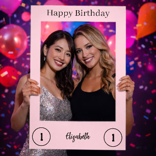Happy Birthday Custom 1st Birthday Soft Pink Selfie Frame
