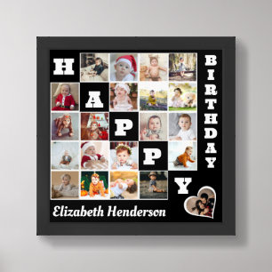 Happy Birthday Custom 21 Photo Collage Gift  Framed Art