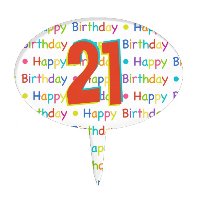 Happy Birthday Custom Age Number Cake Topper (Front)