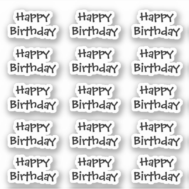 Happy Birthday Custom Age Text Color Black White Sticker (Front)