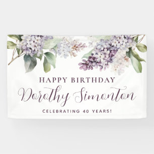 Happy Birthday Custom Banner Purple Floral 40th