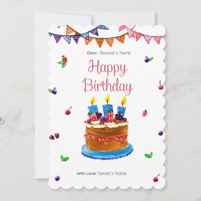 Happy Birthday Custom Card (Front)