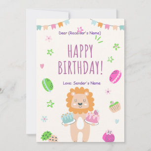 Happy Birthday Custom Cartoon Digital Holiday Card