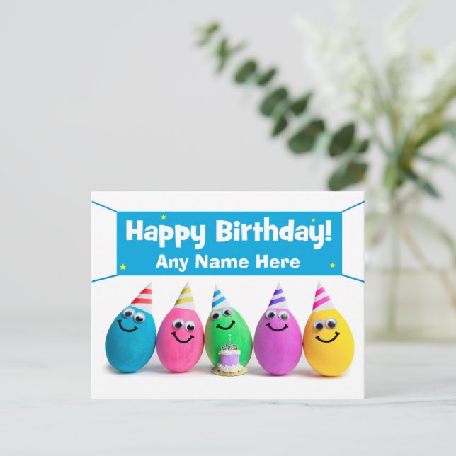 Happy Birthday Custom  Egg Humor  Holiday Postcard (Standing Front)