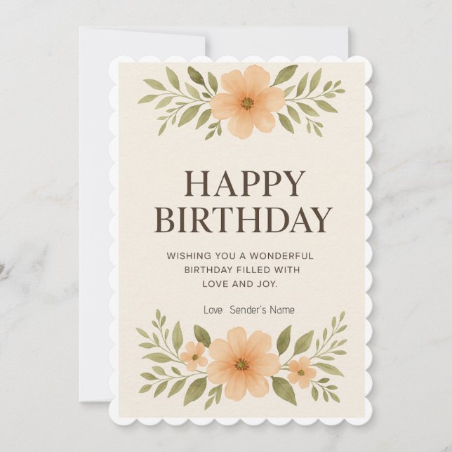 Happy Birthday Custom Floral Digital Card (Front)