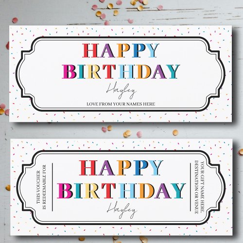 Happy Birthday Custom Gift Certificate Voucher