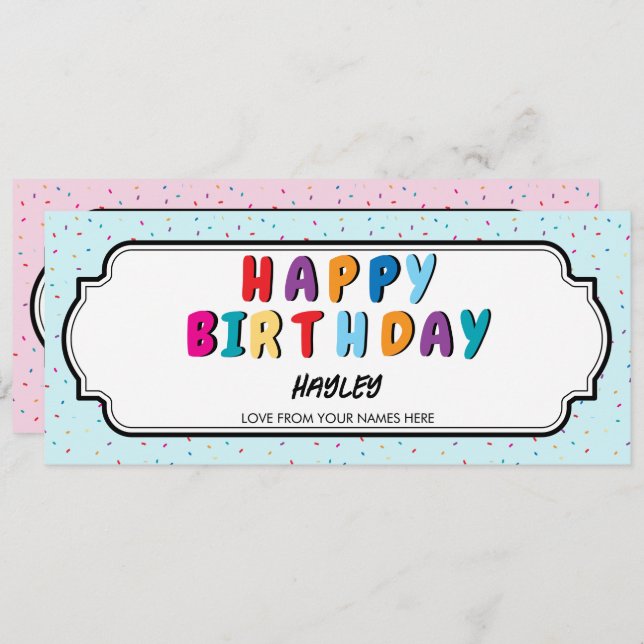 Happy Birthday Custom Gift Certificate Voucher (Front/Back)