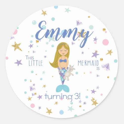 Happy Birthday Custom Little Mermaid Stickers