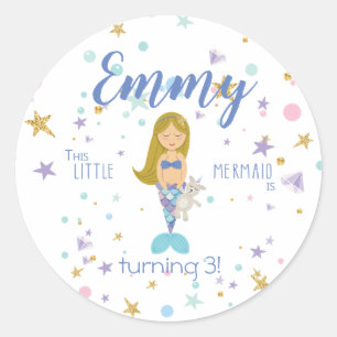 Happy Birthday Custom Little Mermaid Stickers