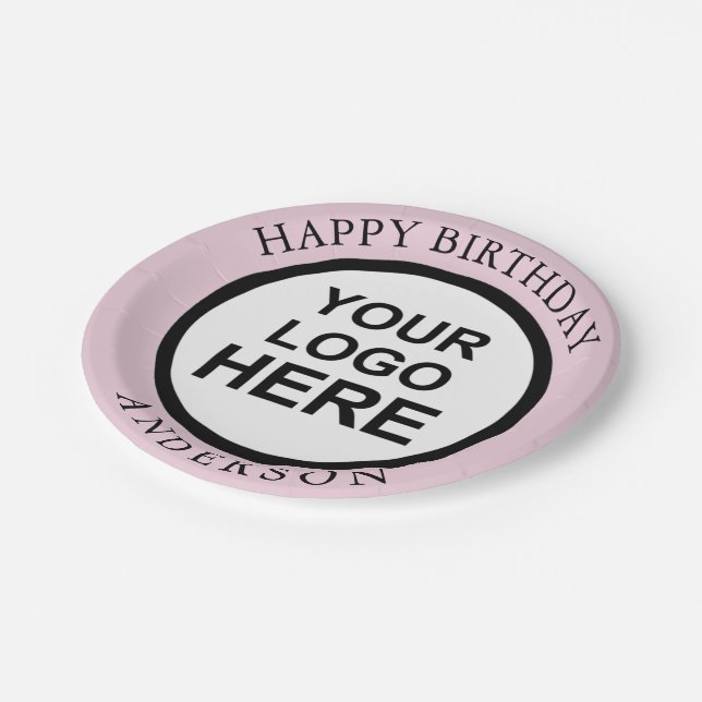 Happy Birthday Custom Logo Paper Plate (Angled)