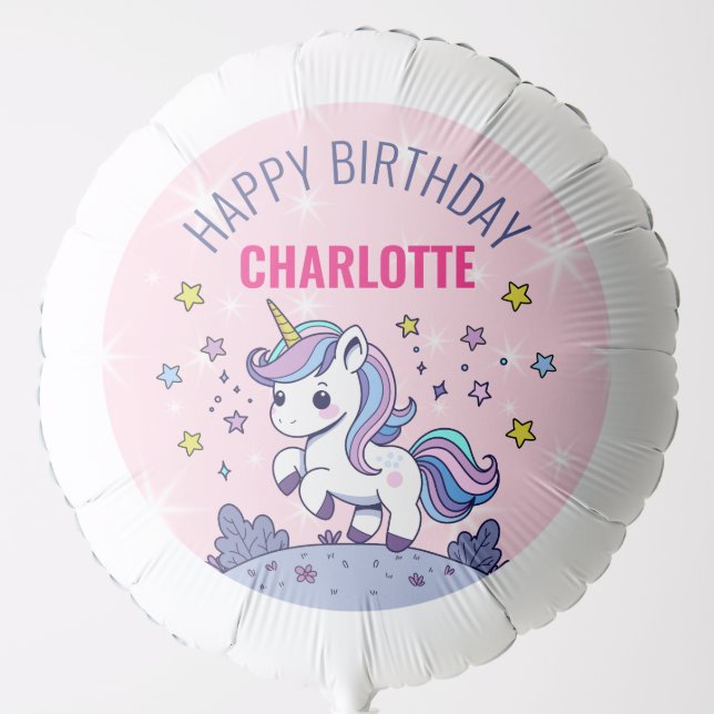 Happy Birthday Custom Magical Unicorn Balloon (Front)
