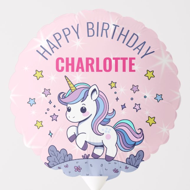 Happy Birthday Custom Magical Unicorn Balloon (Front)