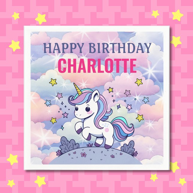 Happy Birthday Custom Magical Unicorn Napkins (Creator Uploaded)