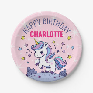Happy Birthday Custom Magical Unicorn Paper Plates