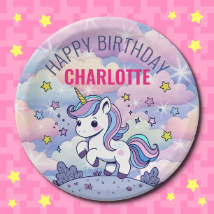 Happy Birthday Custom Magical Unicorn Paper Plates