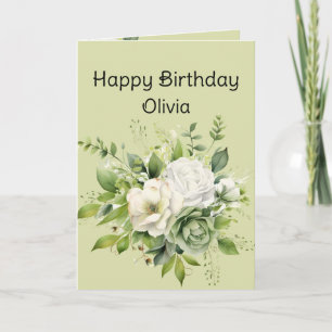 Happy Birthday Custom Name Beautiful Flowers Card