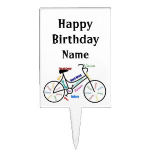 Happy Birthday Custom Name Bike, Cycle Sport Cake Topper
