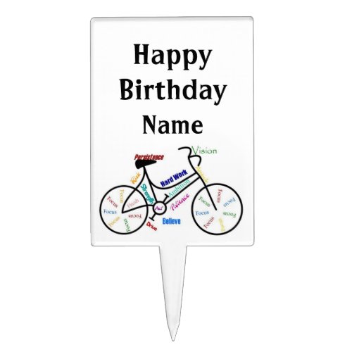 Happy Birthday Custom Name Bike Cycle Sport Cake Topper