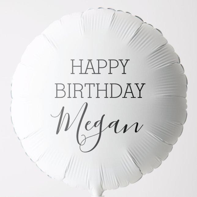 Happy Birthday Custom Name Black and White  Balloon (Front)