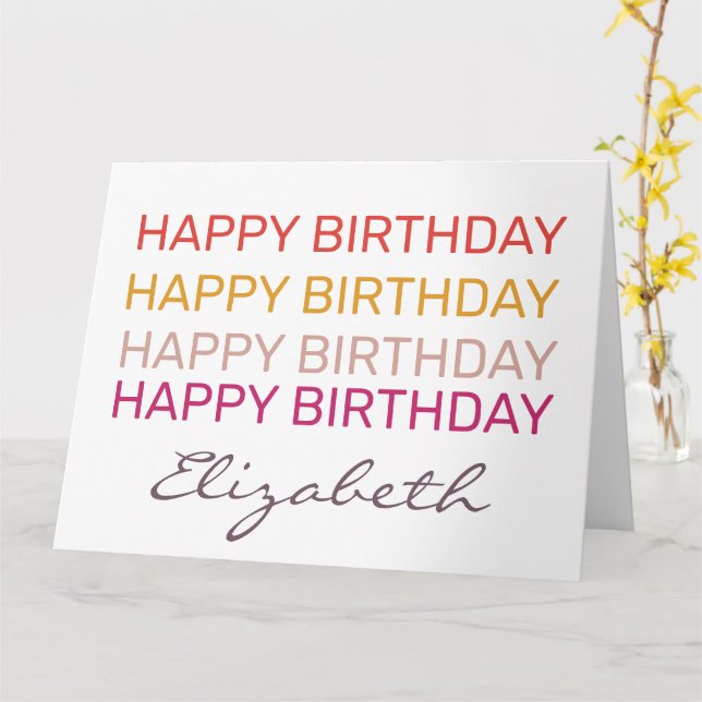 Happy Birthday custom name  Card (Yellow Flower)