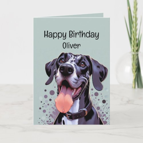 Happy Birthday Custom Name Funny Great Dane Dog Card