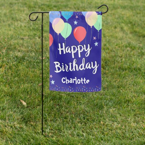 Happy Birthday Custom Name Garden Flag