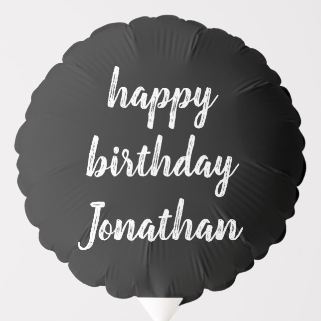 Happy birthday custom name number black Balloon (Front)