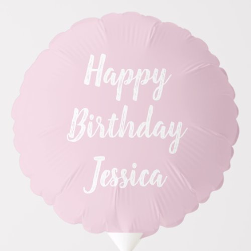 Happy birthday custom name number pastel pink balloon